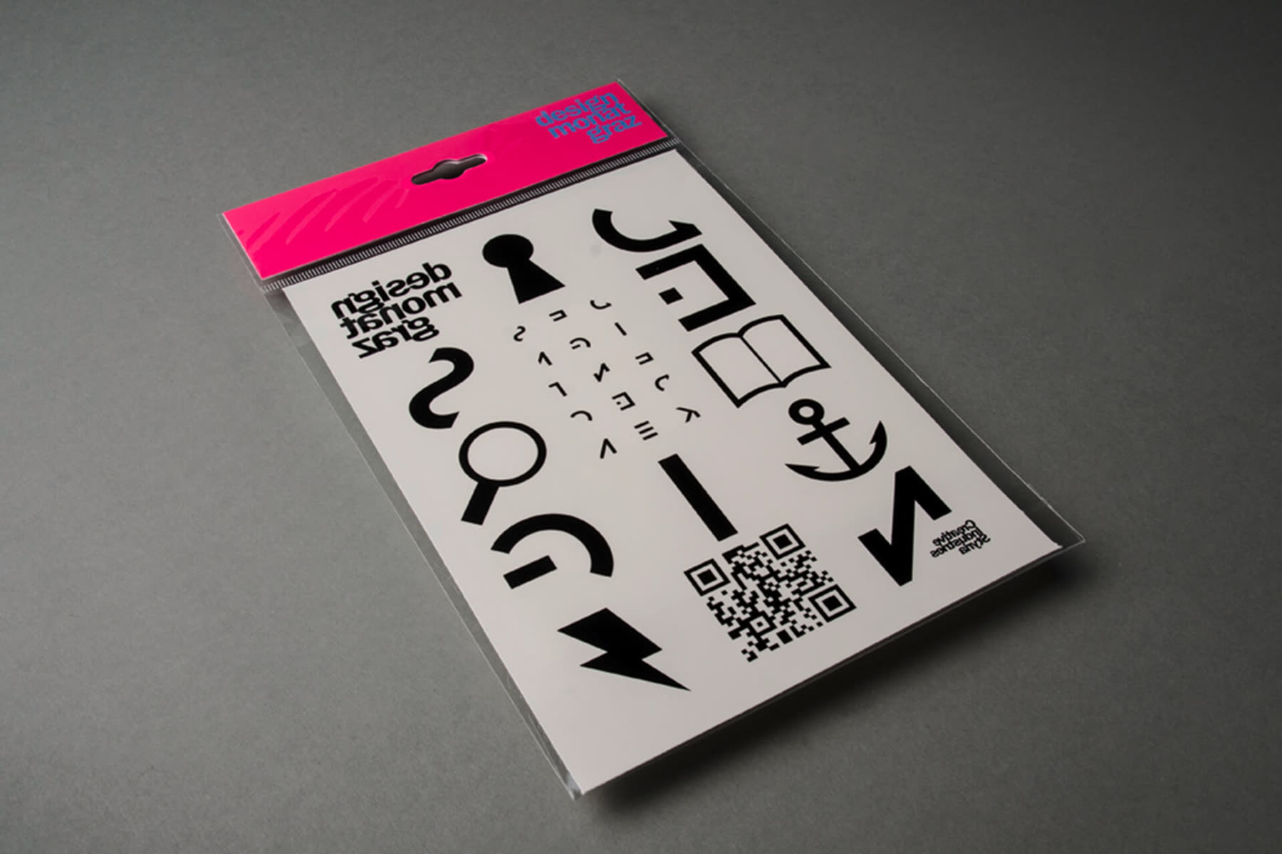 Sheet of black pictogram stickers