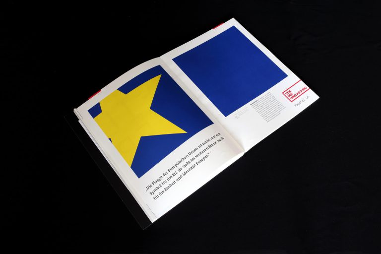 Spread with a yellow star on blue