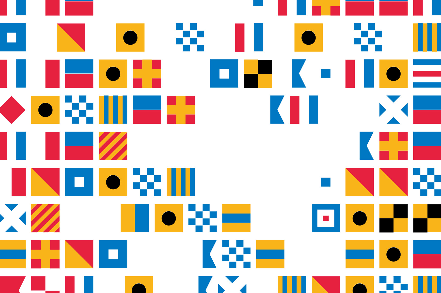 Pattern of signal flags in red, yellow, blue and black
