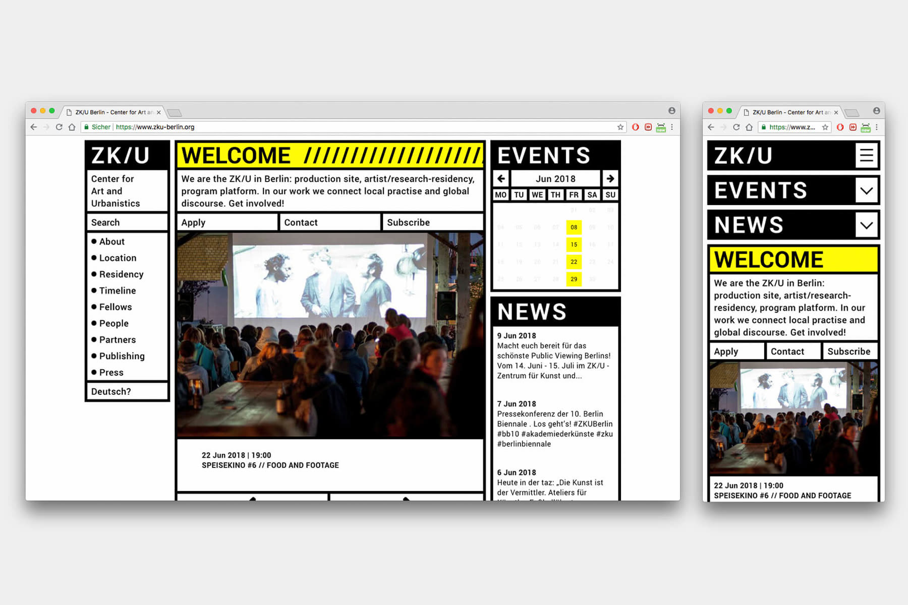 The ZK/U website on a desktop and a phone screen